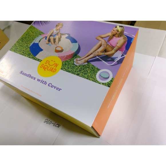 Sun Squad Sandbox with Cover Kids Toddler 45in Multicolor NEW 18m+ Backyard Toy - Picture 3 of 9